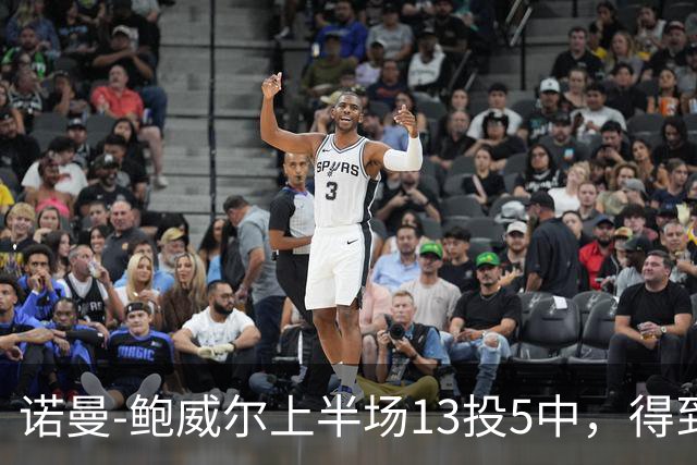 诺曼-鲍威尔上半场13投5中，得到19分3篮板1助攻